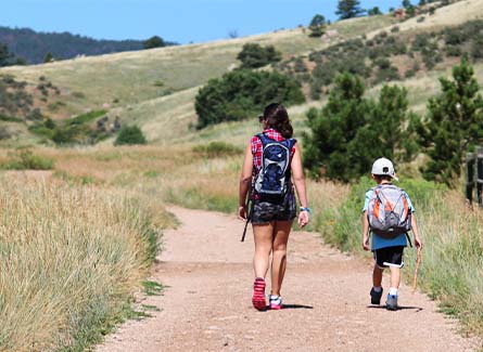 A mom and her son on a hike