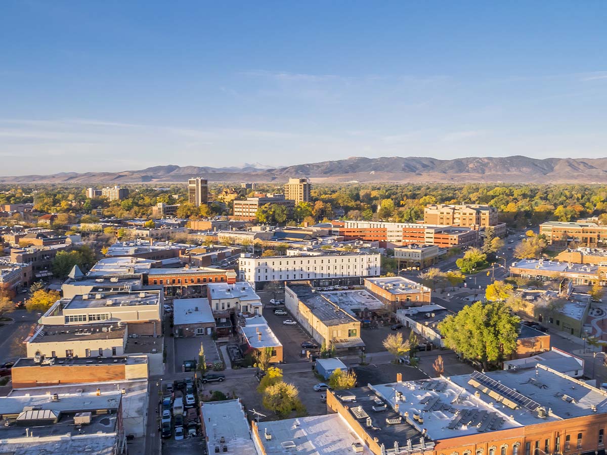 Aerial shot of Fort Collins, Colorado