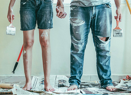 couple with paint on them