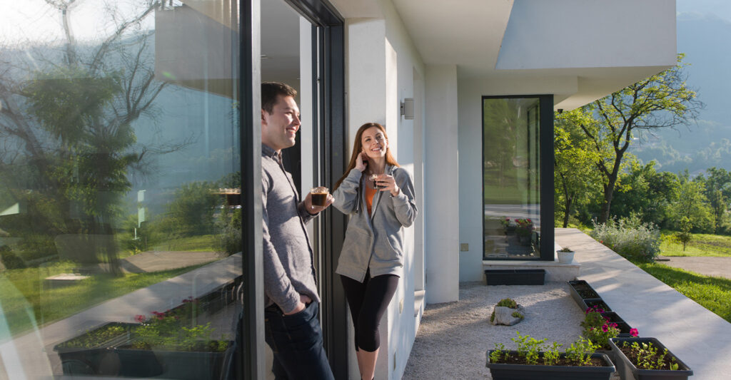 couple enjoying outdoor living area
