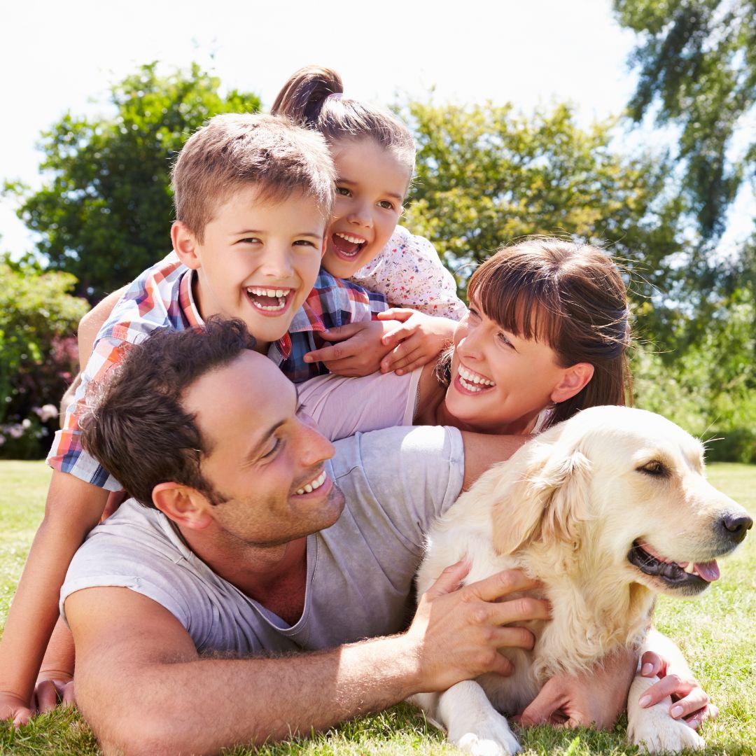family with dog