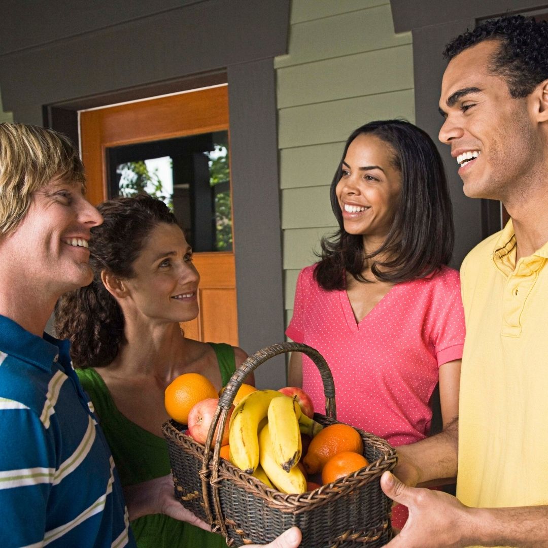 neighbors greeting each other