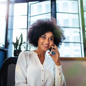 Woman on a phone call