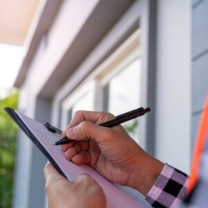 house inspection with clipboard