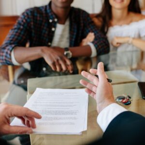 going over the lease agreement