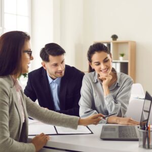 couple working with property management company