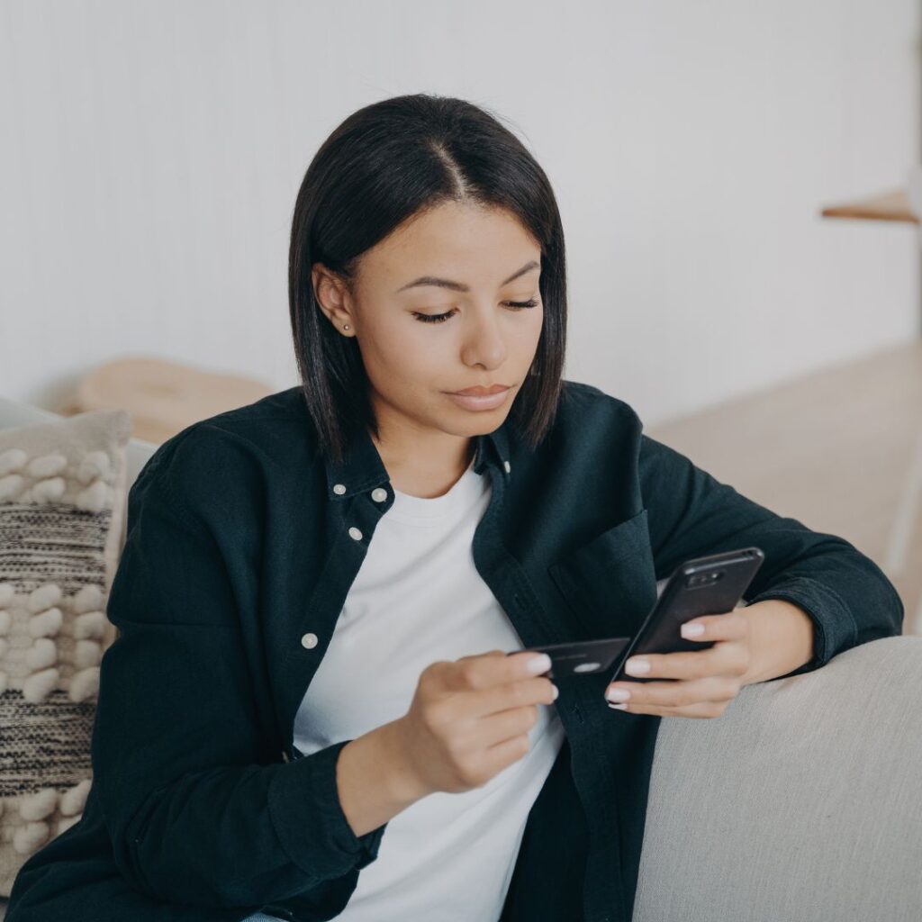 Woman on phone.