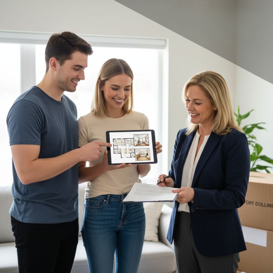 two renters getting ready to sign the a lease agreement to move into their new home