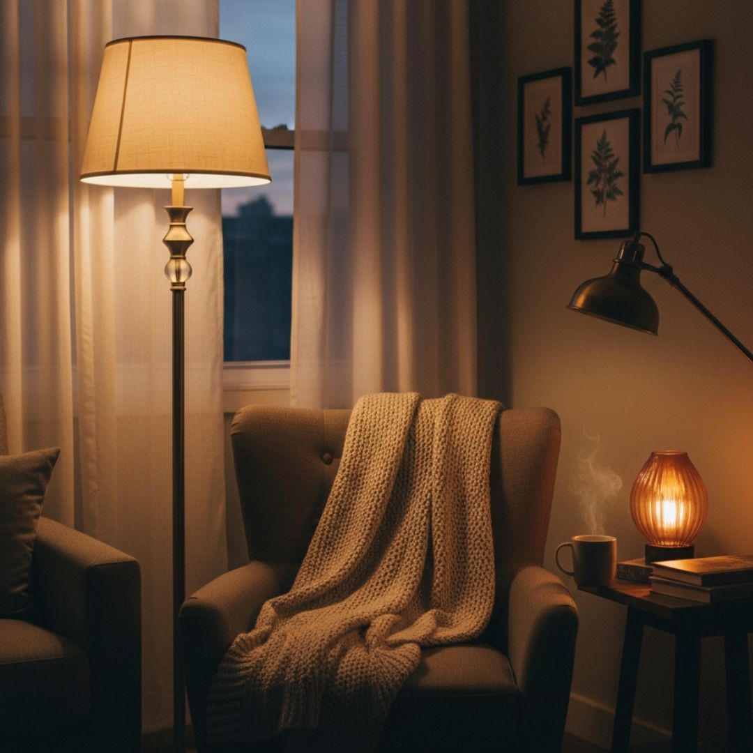 an example of layered lighting in a home